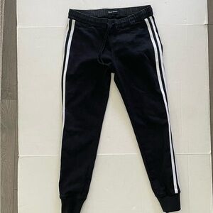 Ashley Mason Black Jogger Pants with White Stripes